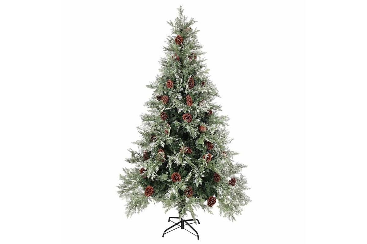 Vidaxl Christmas Tree With Pinecones Green And White 195 Cm Pvc-2