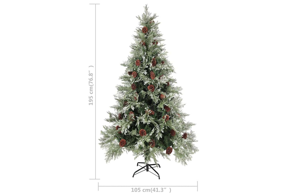 Vidaxl Christmas Tree With Pinecones Green And White 195 Cm Pvc-5
