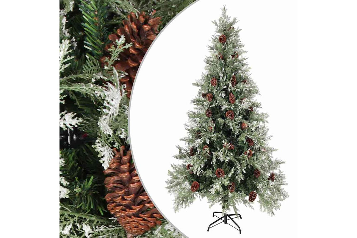 Vidaxl Christmas Tree With Pinecones Green And White 225 Cm Pvc