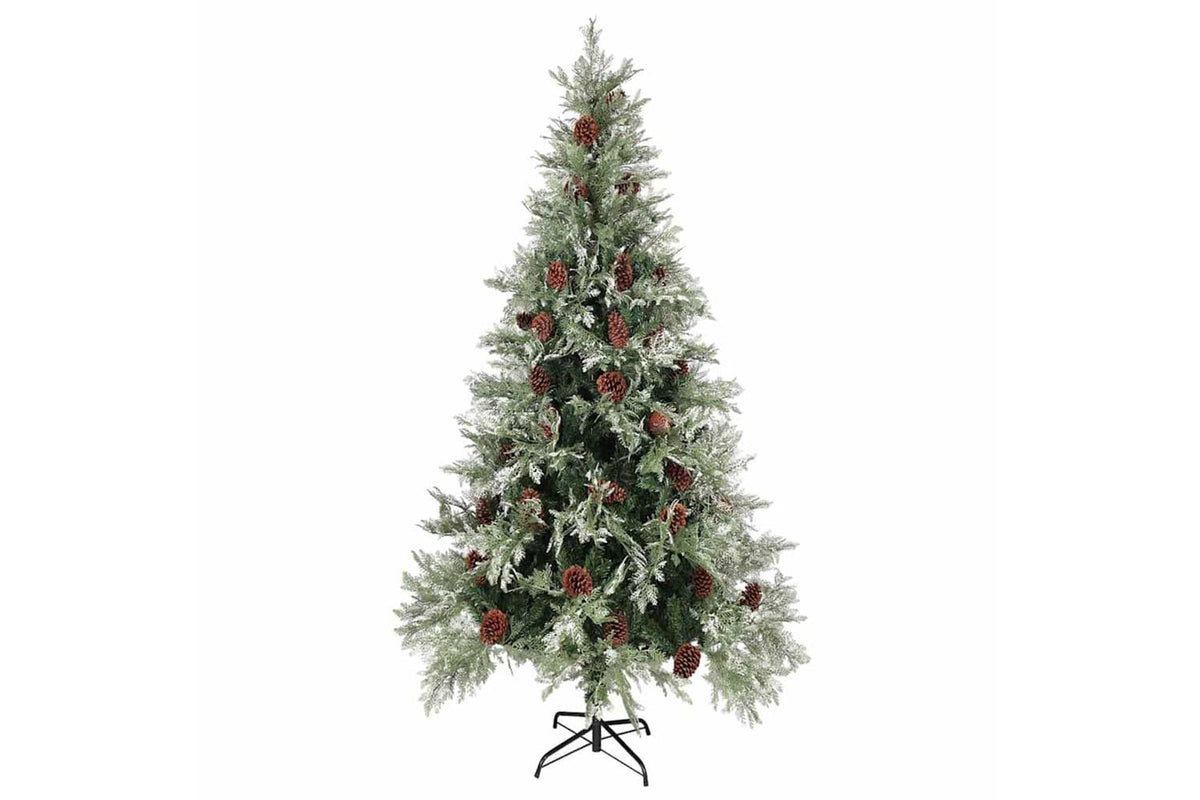 Vidaxl Christmas Tree With Pinecones Green And White 225 Cm Pvc-2