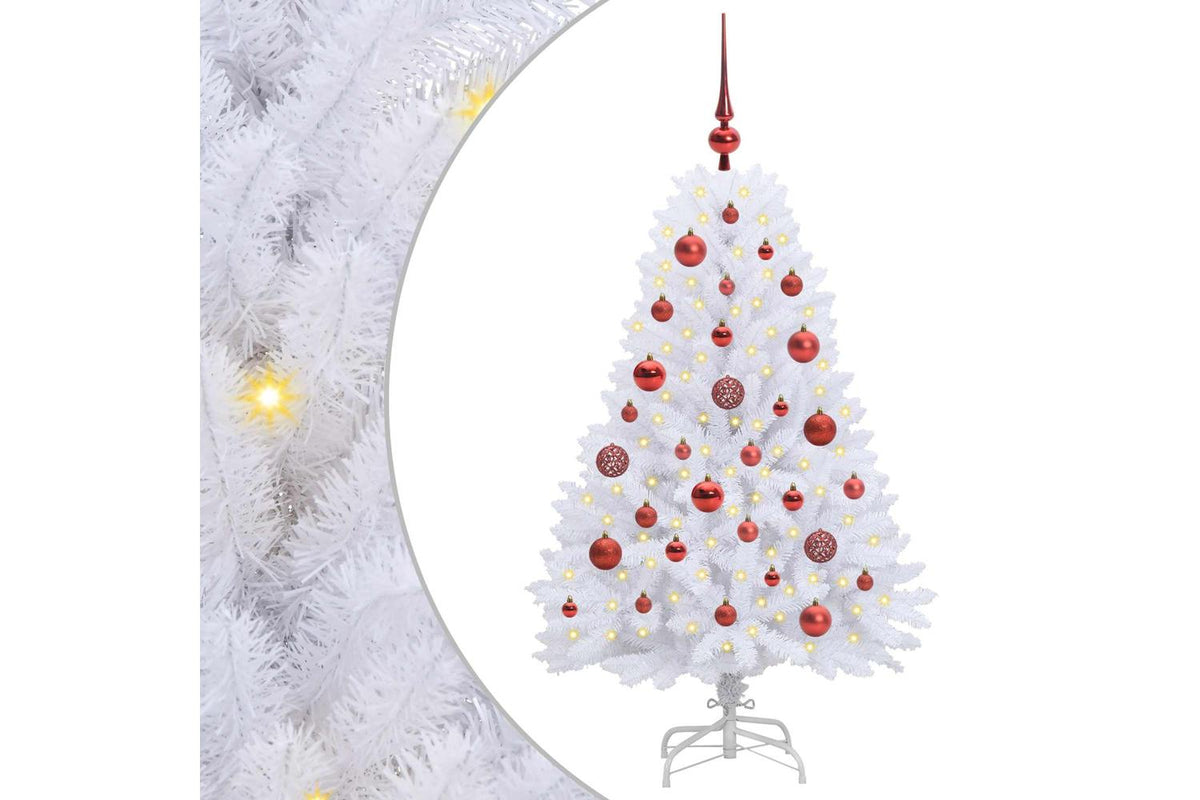 Vidaxl Artificial Hinged Christmas Tree White 120 Cm Pvc And Steel-2