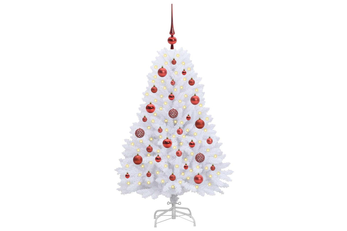 Vidaxl Artificial Hinged Christmas Tree White 120 Cm Pvc And Steel-3