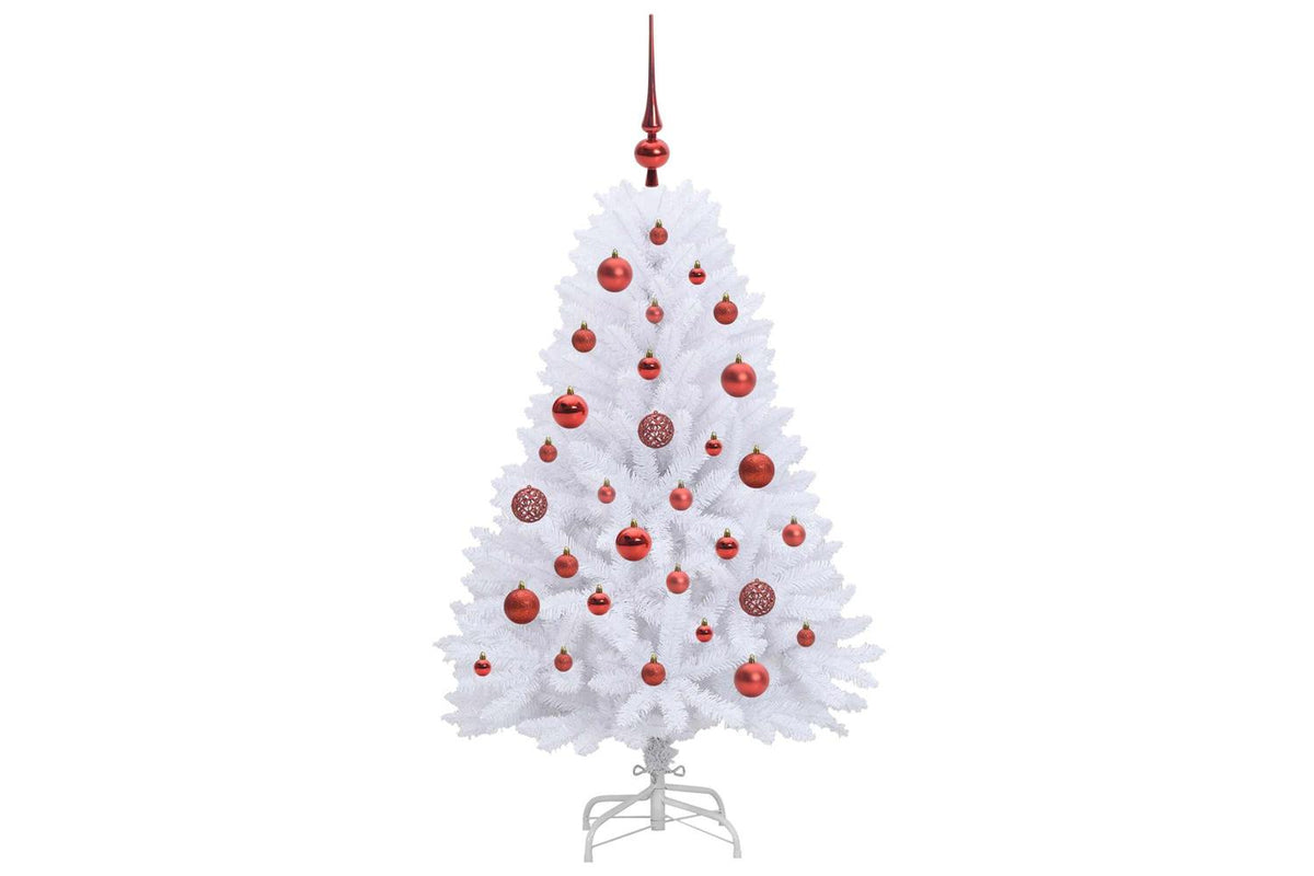 Vidaxl Artificial Hinged Christmas Tree White 120 Cm Pvc And Steel-4