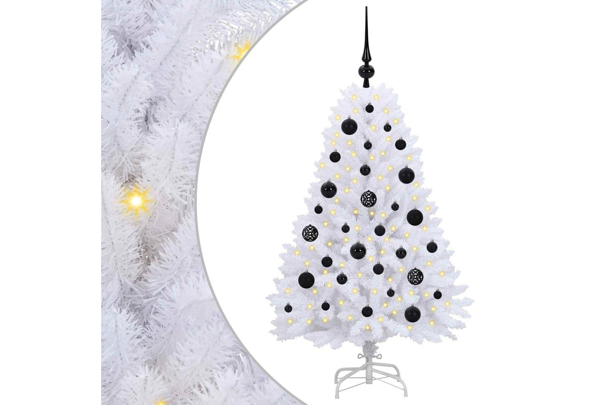 Vidaxl Artificial Hinged Christmas Tree White 120 Cm Pvc And Steel-2