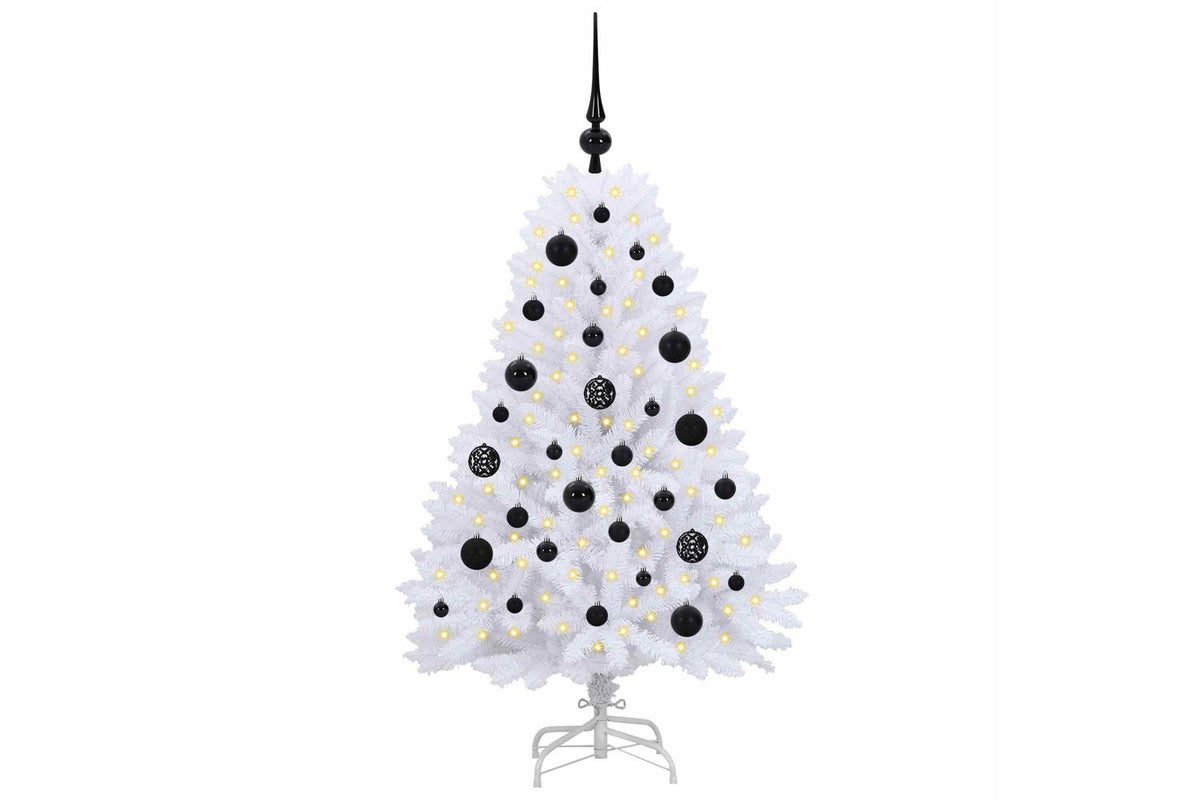 Vidaxl Artificial Hinged Christmas Tree White 120 Cm Pvc And Steel-3