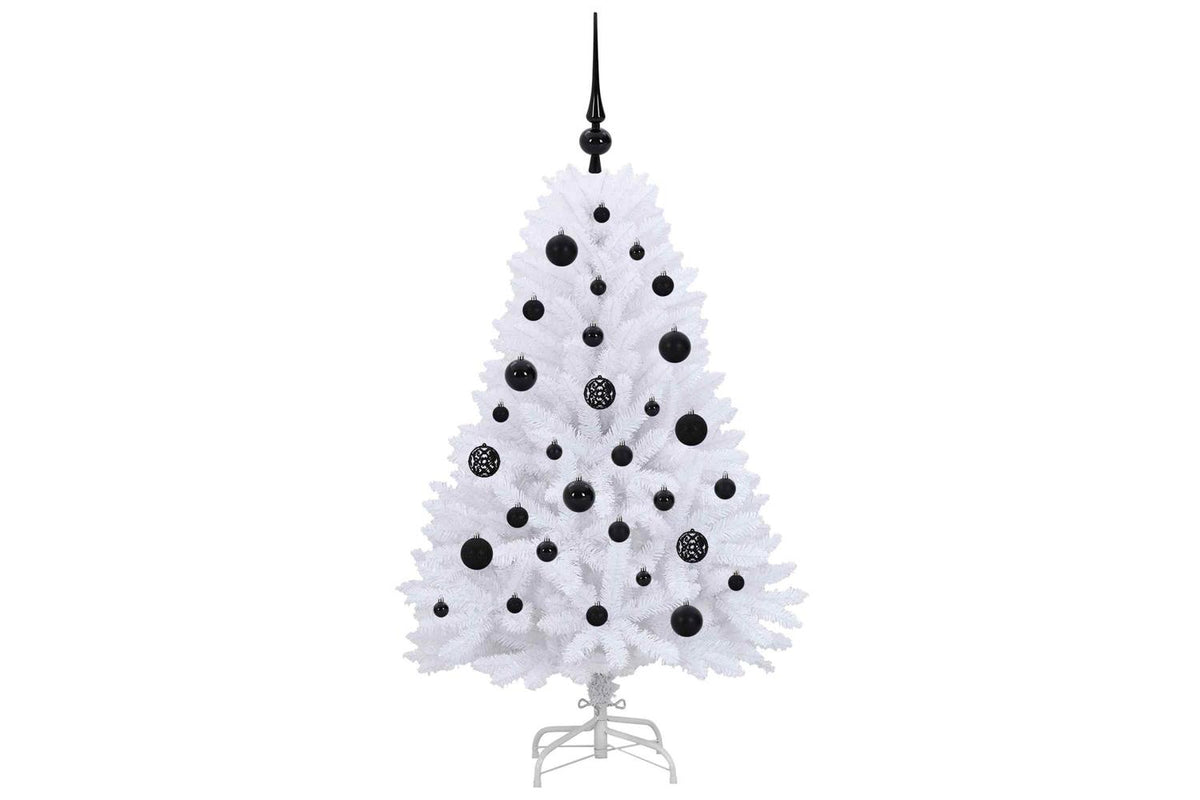 Vidaxl Artificial Hinged Christmas Tree White 120 Cm Pvc And Steel-4