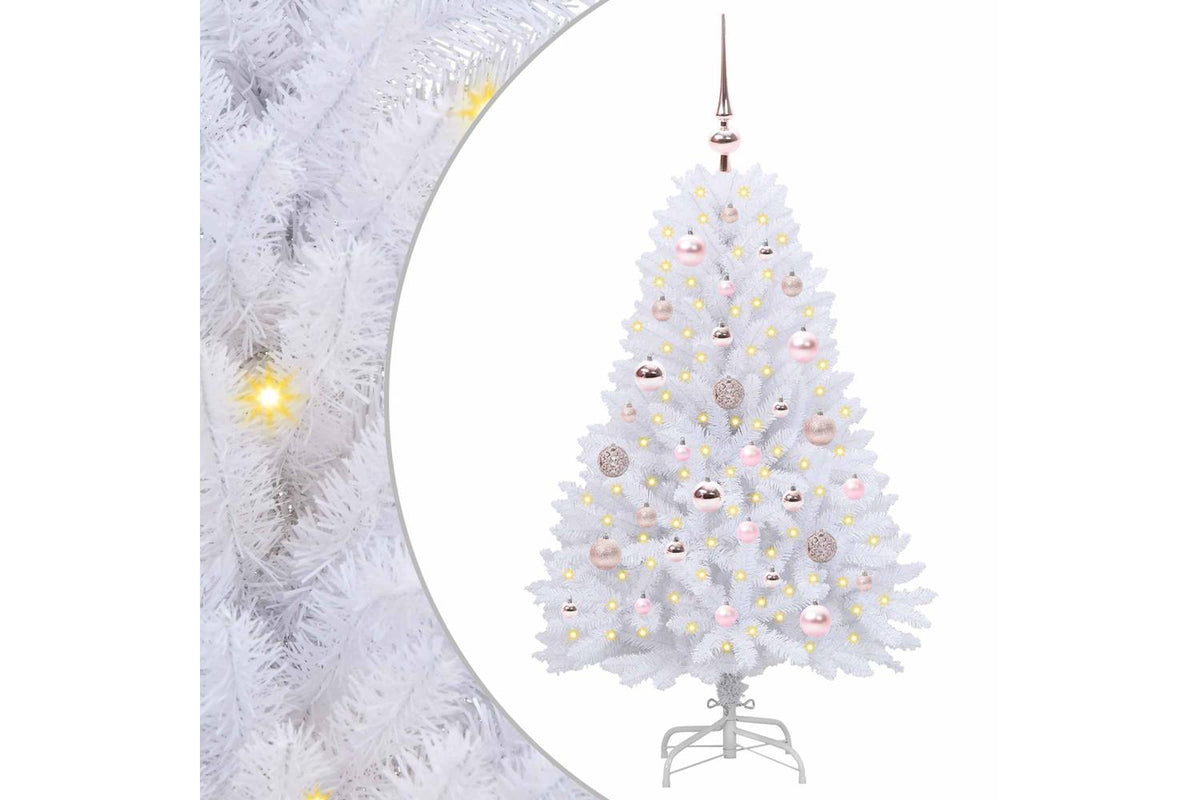 Vidaxl Artificial Hinged Christmas Tree White 120 Cm Pvc And Steel