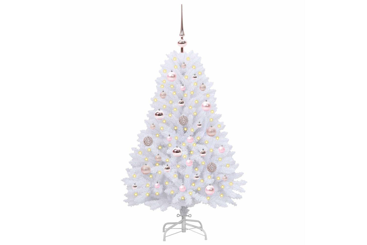 Vidaxl Artificial Hinged Christmas Tree White 120 Cm Pvc And Steel-3