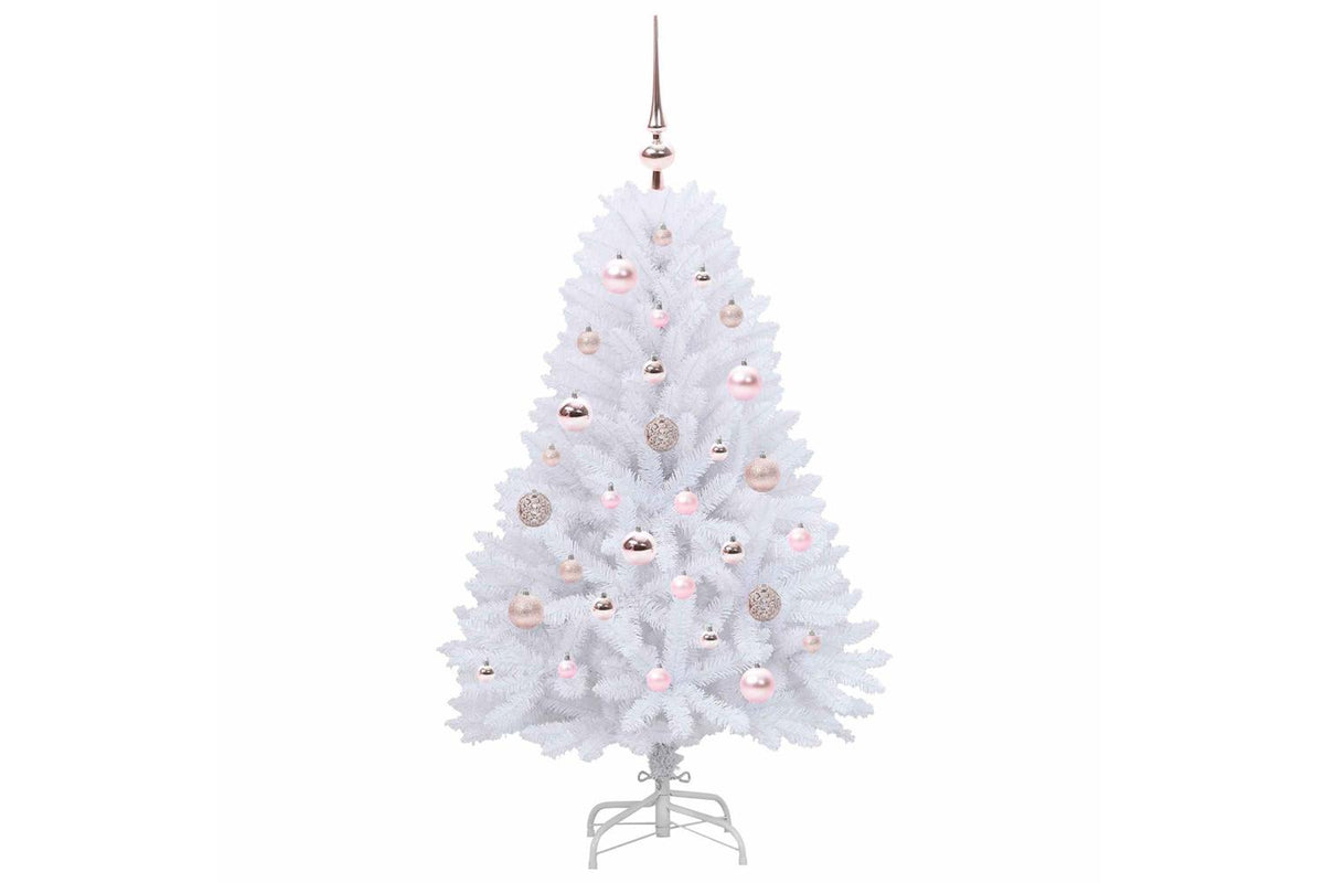 Vidaxl Artificial Hinged Christmas Tree White 120 Cm Pvc And Steel-4