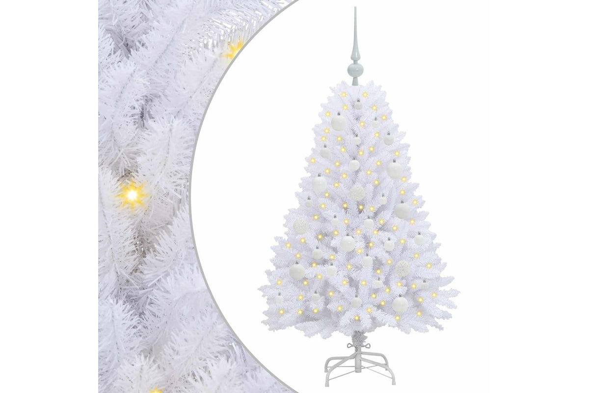 Vidaxl Artificial Hinged Christmas Tree White 120 Cm Pvc And Steel-2