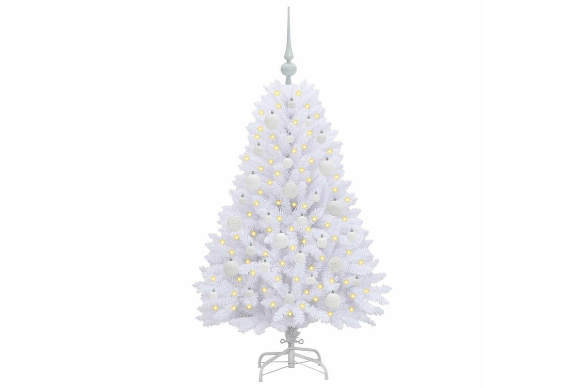 Vidaxl Artificial Hinged Christmas Tree White 120 Cm Pvc And Steel-3