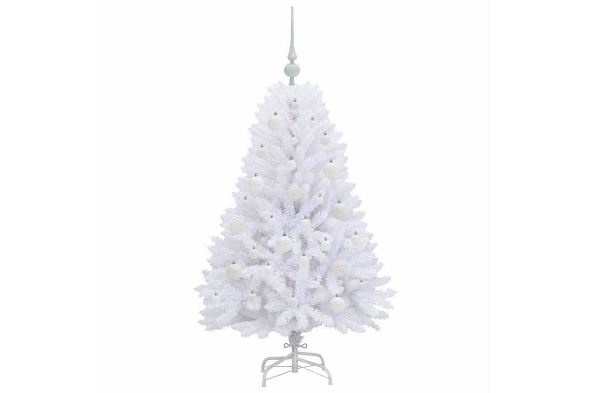 Vidaxl Artificial Hinged Christmas Tree White 120 Cm Pvc And Steel-4