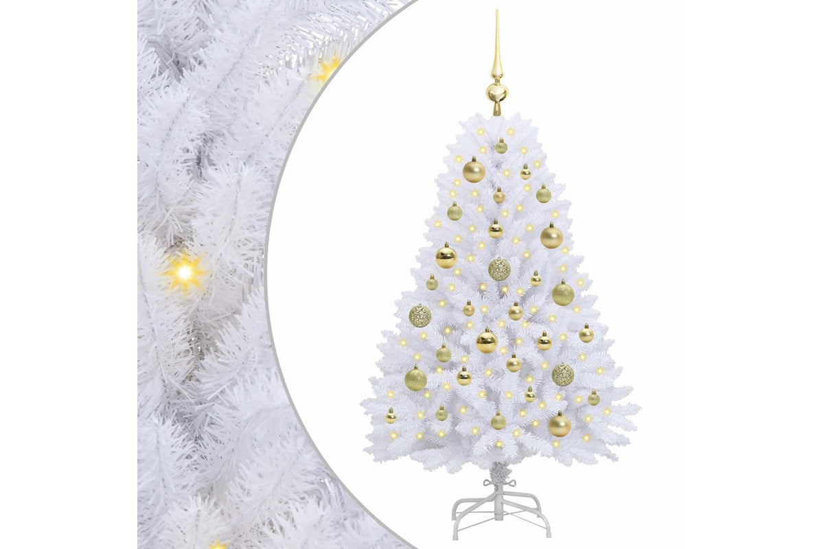 Vidaxl Artificial Hinged Christmas Tree White 120 Cm Pvc And Steel-2