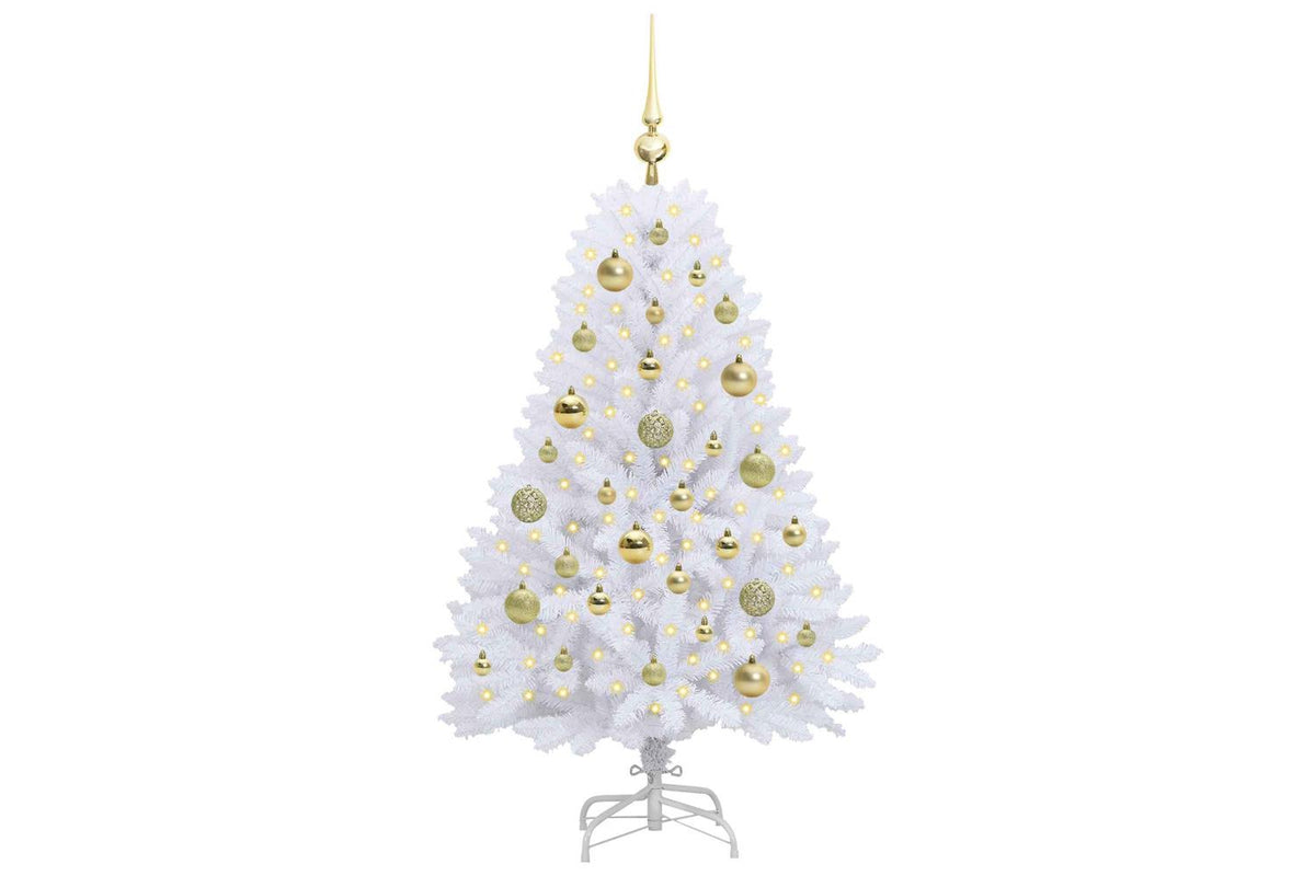 Vidaxl Artificial Hinged Christmas Tree White 120 Cm Pvc And Steel-3