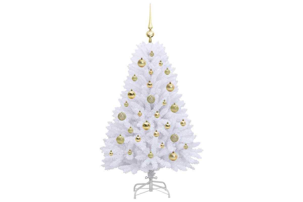 Vidaxl Artificial Hinged Christmas Tree White 120 Cm Pvc And Steel-4