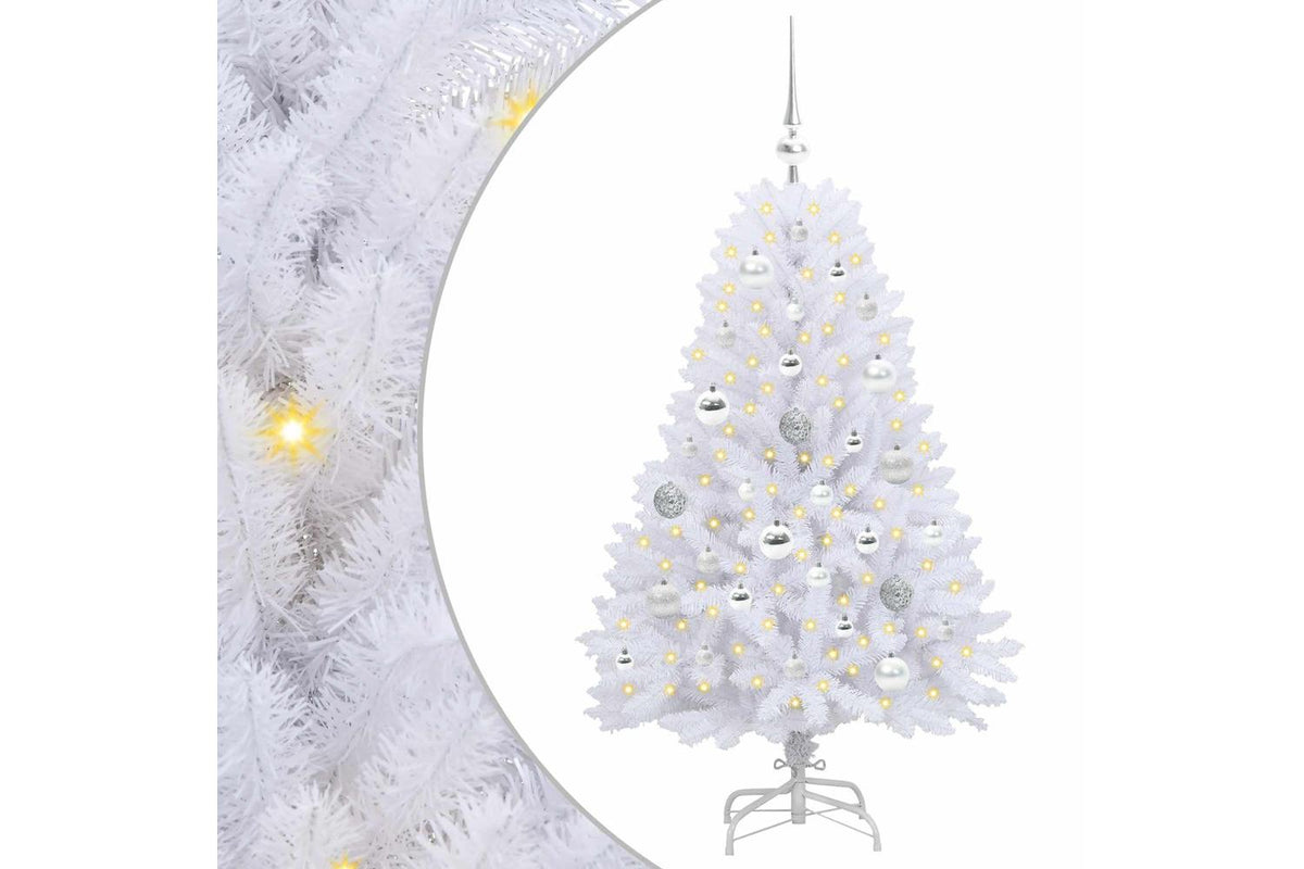 Vidaxl Artificial Hinged Christmas Tree White 120 Cm Pvc And Steel