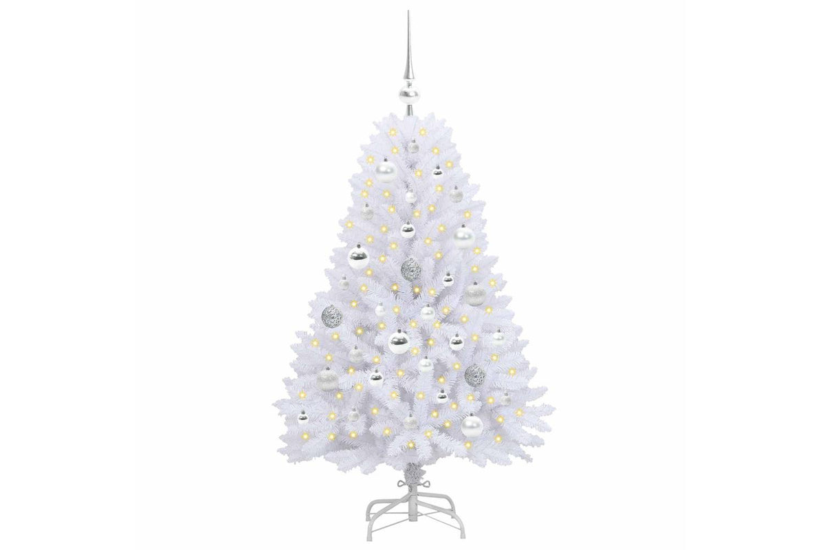 Vidaxl Artificial Hinged Christmas Tree White 120 Cm Pvc And Steel-3
