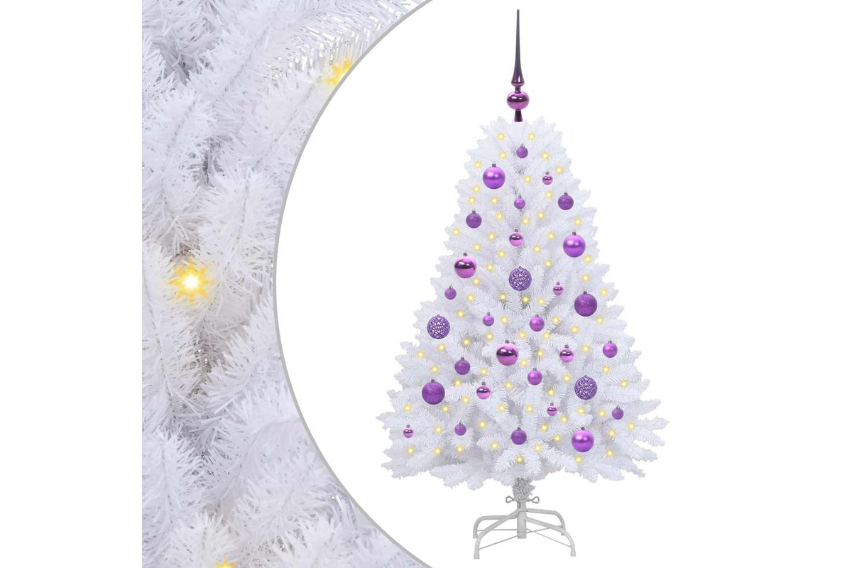 Vidaxl Artificial Hinged Christmas Tree White 120 Cm Pvc And Steel-2