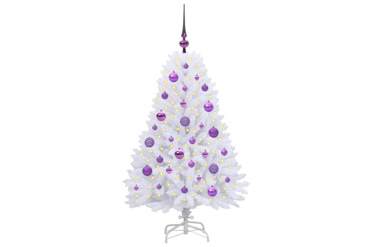 Vidaxl Artificial Hinged Christmas Tree White 120 Cm Pvc And Steel-3