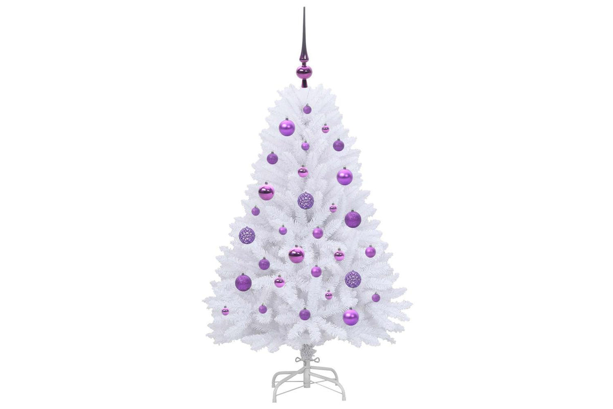 Vidaxl Artificial Hinged Christmas Tree White 120 Cm Pvc And Steel-4