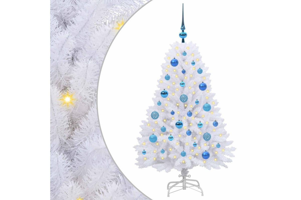 Vidaxl Artificial Hinged Christmas Tree White 120 Cm Pvc And Steel