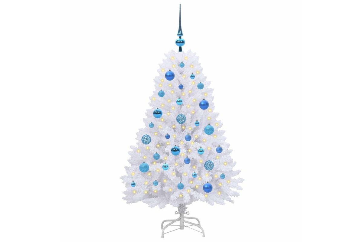 Vidaxl Artificial Hinged Christmas Tree White 120 Cm Pvc And Steel-3