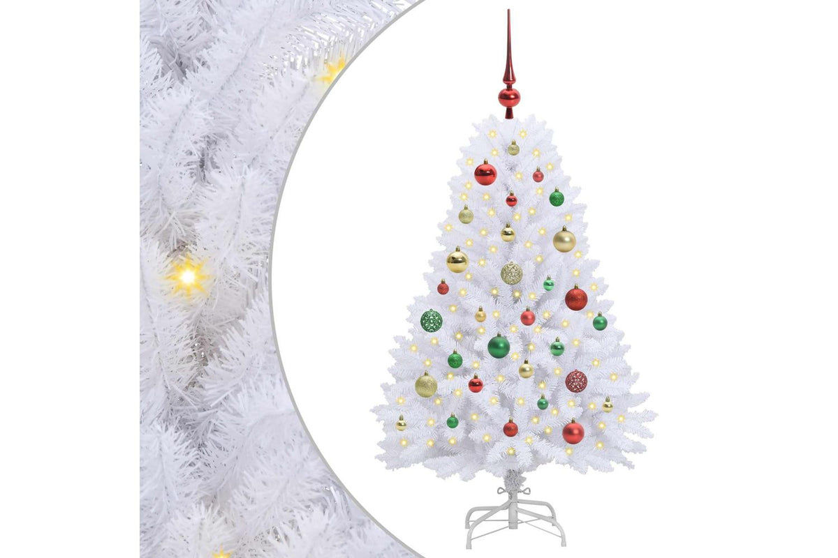 Vidaxl Artificial Hinged Christmas Tree White 120 Cm Pvc And Steel