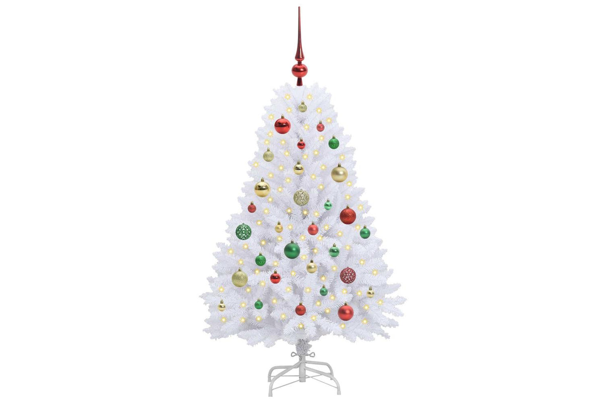Vidaxl Artificial Hinged Christmas Tree White 120 Cm Pvc And Steel-3