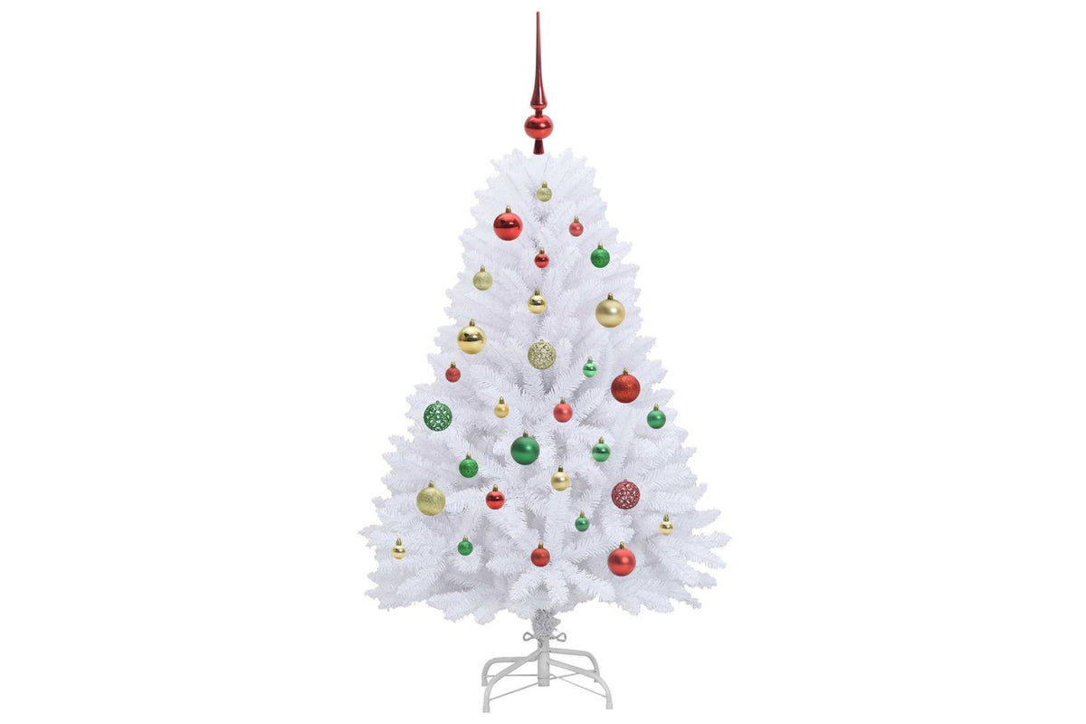 Vidaxl Artificial Hinged Christmas Tree White 120 Cm Pvc And Steel-5