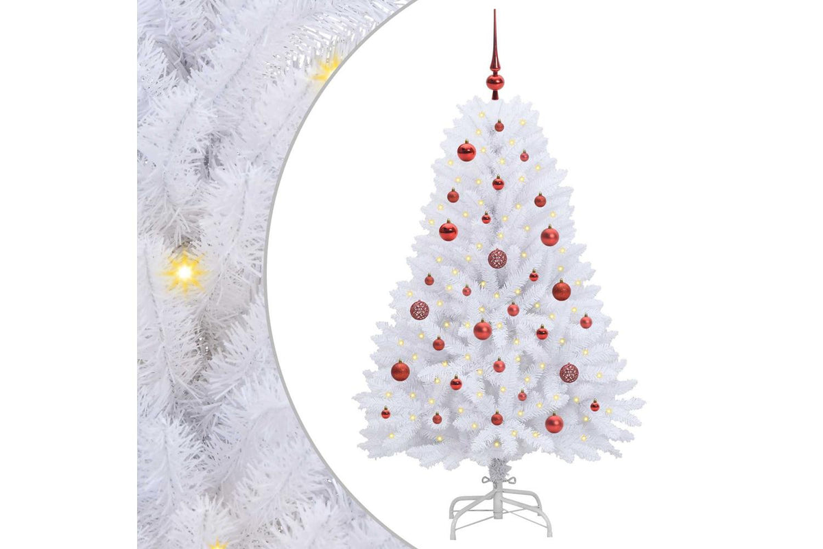 Vidaxl Artificial Hinged Christmas Tree White 150 Cm Pvc And Steel-2