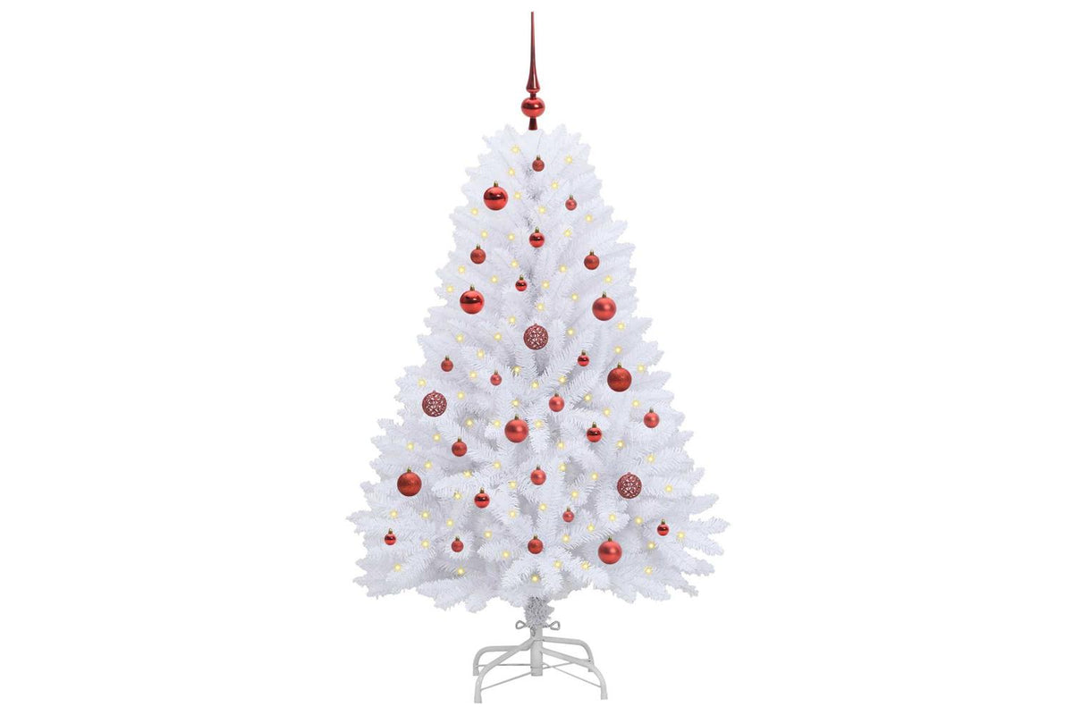 Vidaxl Artificial Hinged Christmas Tree White 150 Cm Pvc And Steel-3