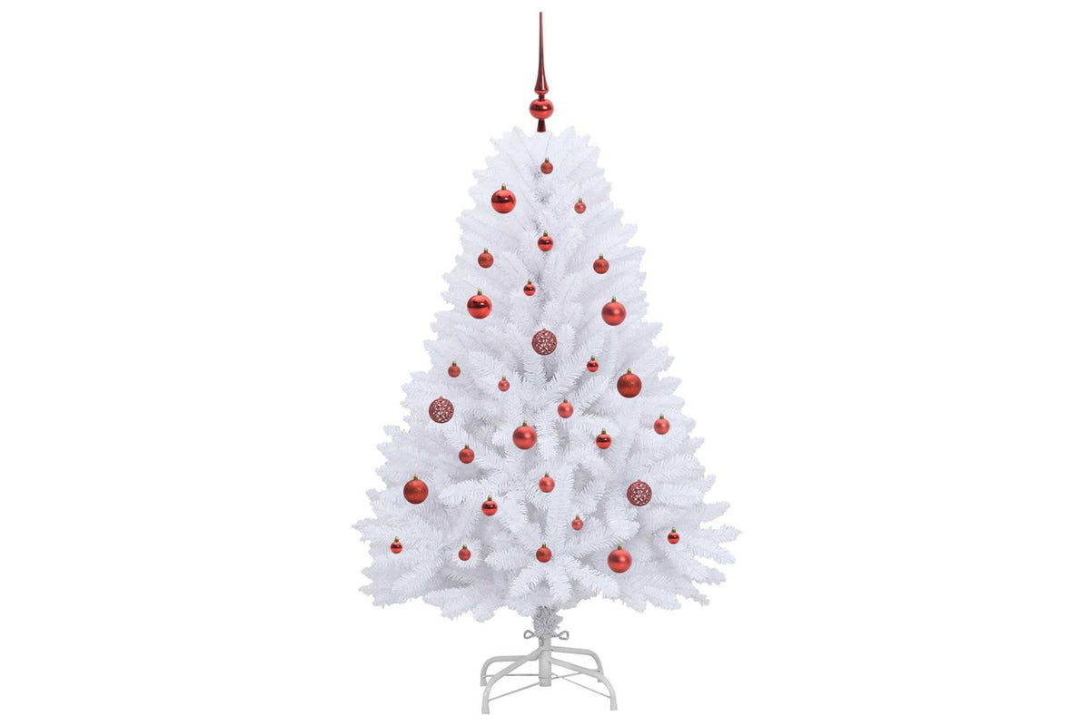 Vidaxl Artificial Hinged Christmas Tree White 150 Cm Pvc And Steel-4