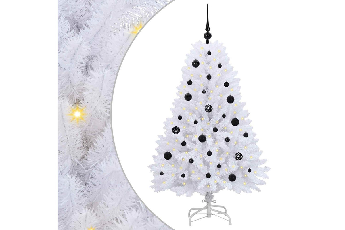 Vidaxl Artificial Hinged Christmas Tree White 150 Cm Pvc And Steel