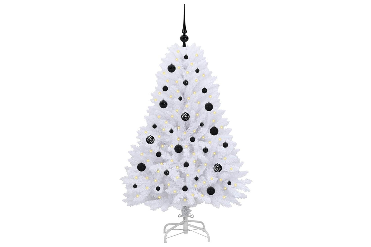 Vidaxl Artificial Hinged Christmas Tree White 150 Cm Pvc And Steel-3