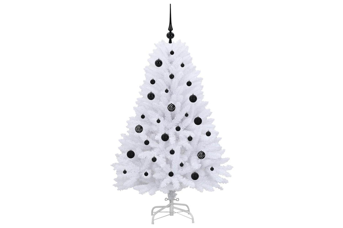 Vidaxl Artificial Hinged Christmas Tree White 150 Cm Pvc And Steel-4