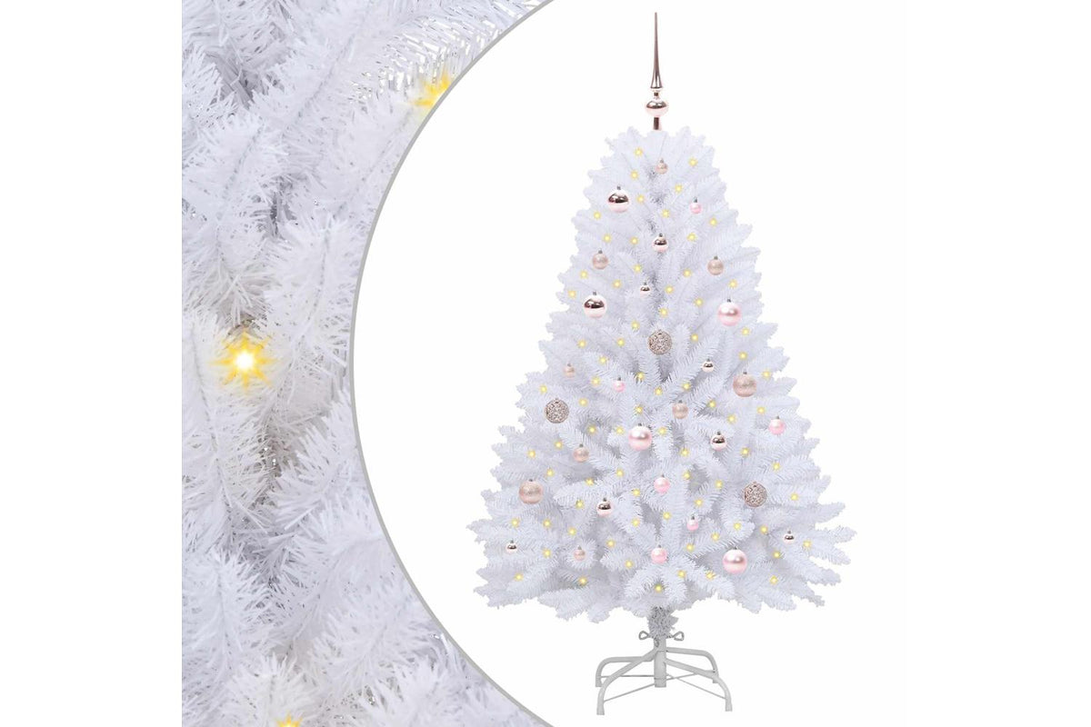 Vidaxl Artificial Hinged Christmas Tree White 150 Cm Pvc And Steel