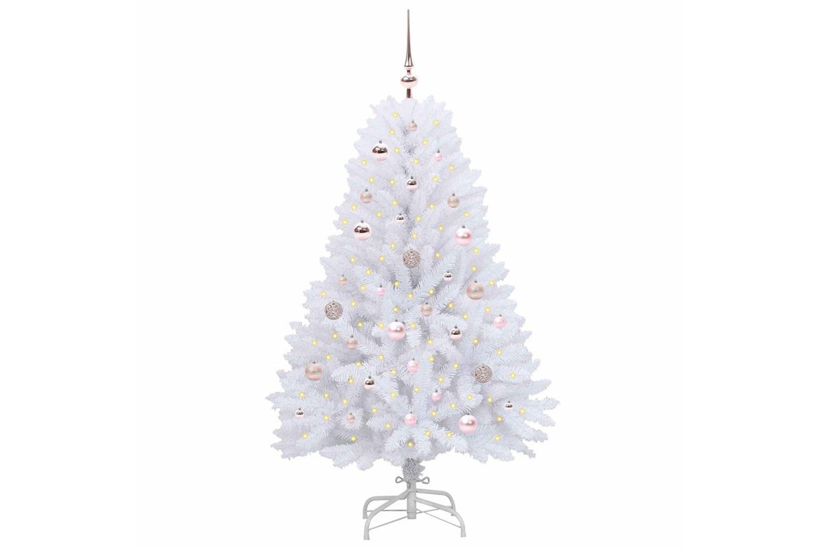 Vidaxl Artificial Hinged Christmas Tree White 150 Cm Pvc And Steel-3