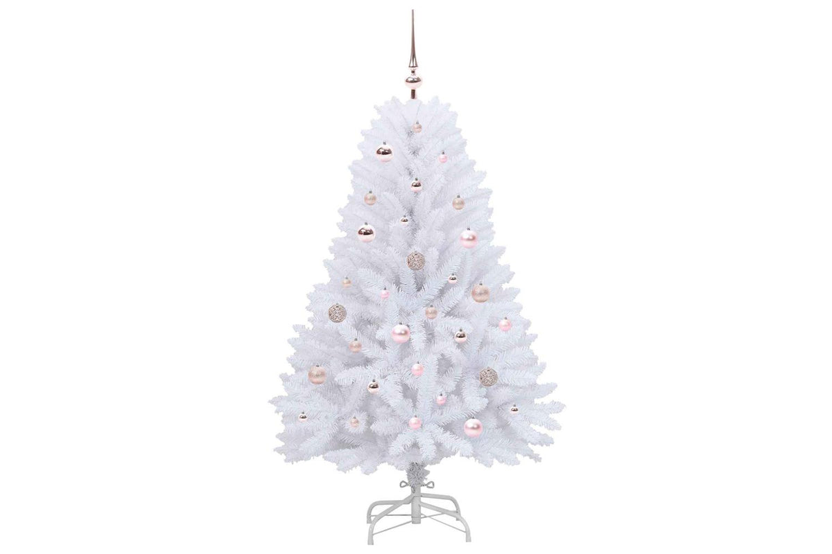 Vidaxl Artificial Hinged Christmas Tree White 150 Cm Pvc And Steel-4