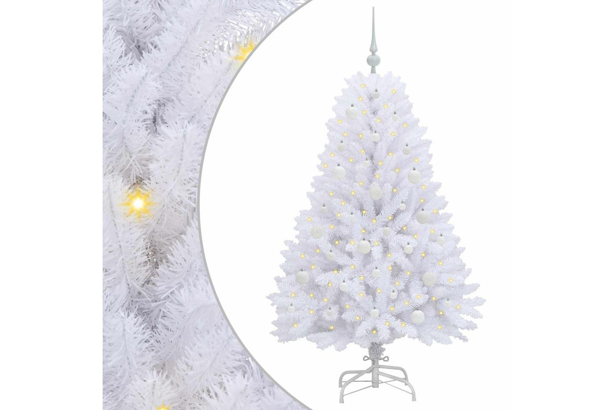 Vidaxl Artificial Hinged Christmas Tree White 150 Cm Pvc And Steel