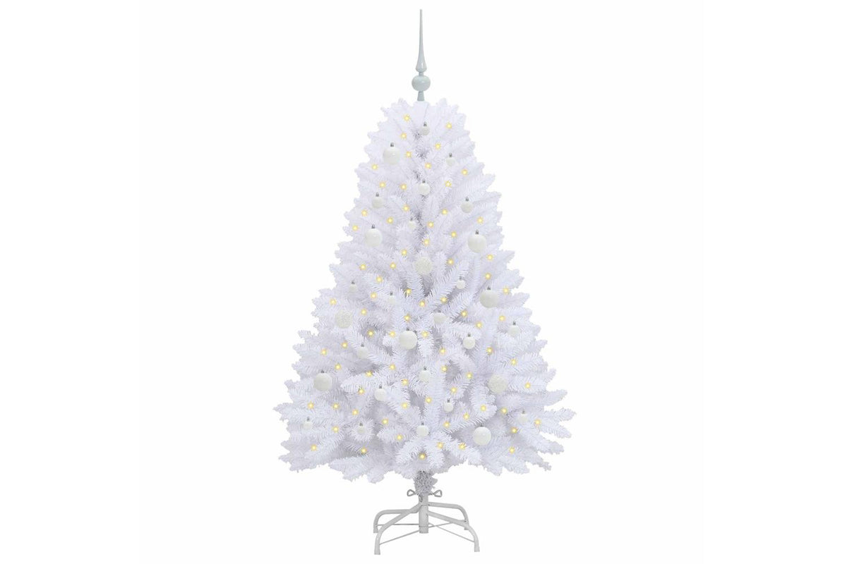Vidaxl Artificial Hinged Christmas Tree White 150 Cm Pvc And Steel-3