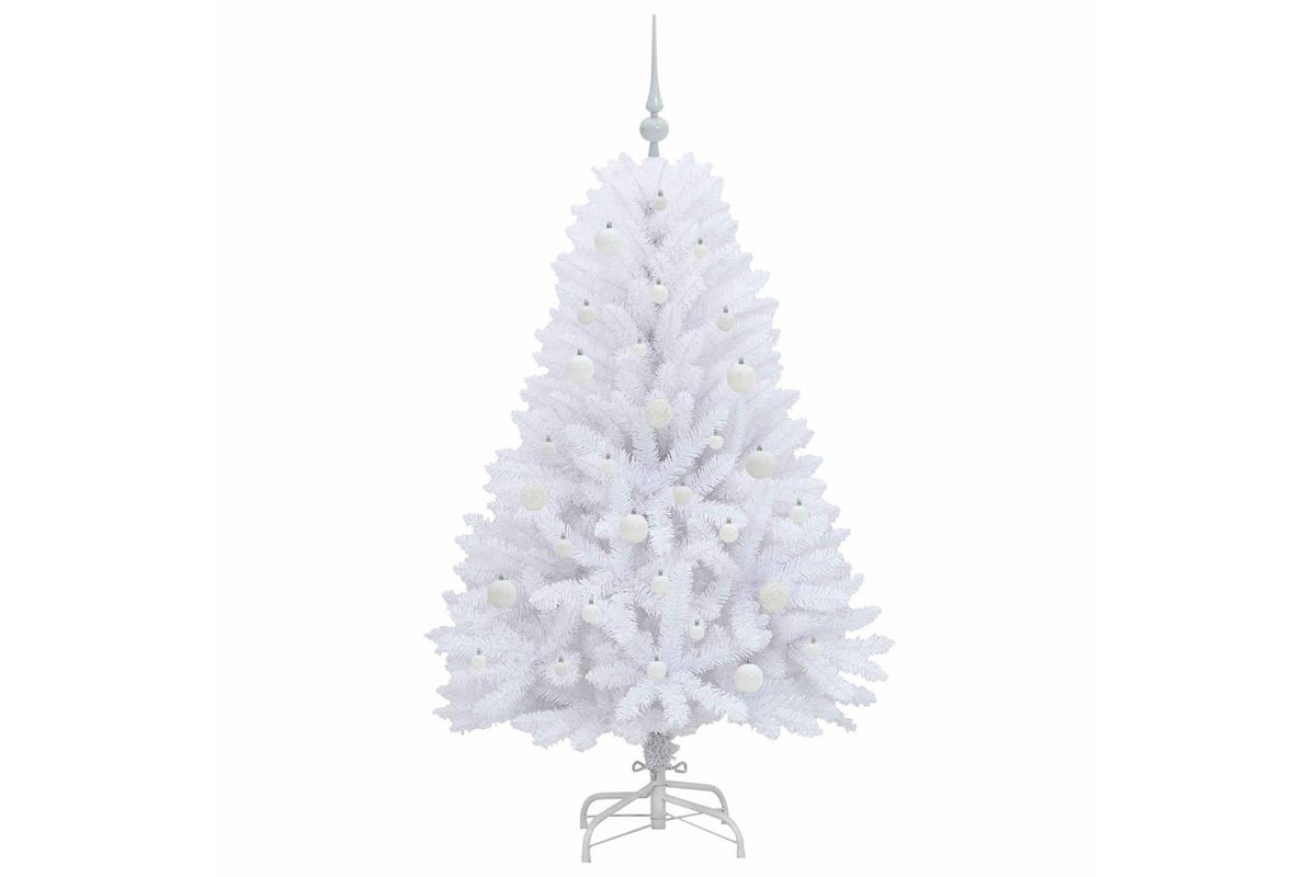 Vidaxl Artificial Hinged Christmas Tree White 150 Cm Pvc And Steel-4