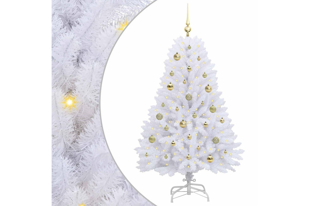 Vidaxl Artificial Hinged Christmas Tree White 150 Cm Pvc And Steel