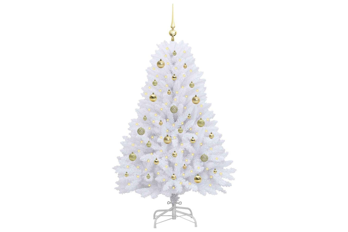 Vidaxl Artificial Hinged Christmas Tree White 150 Cm Pvc And Steel-3