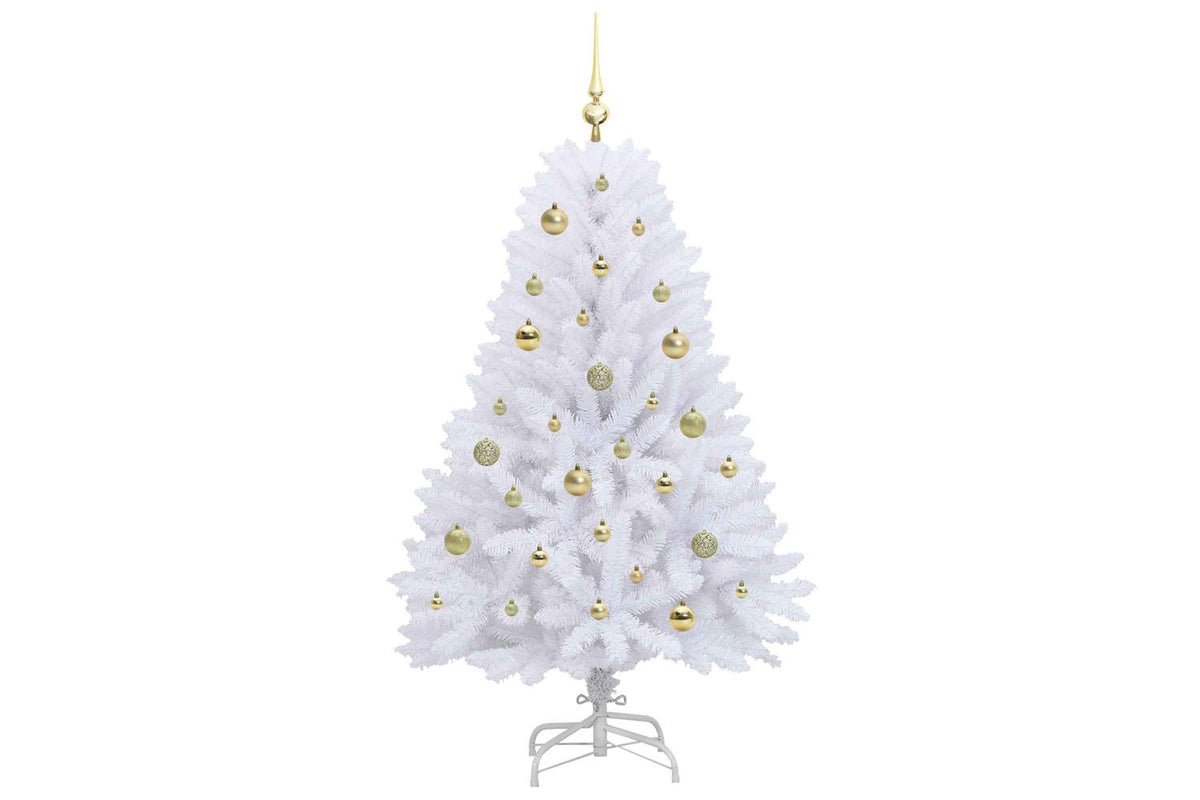 Vidaxl Artificial Hinged Christmas Tree White 150 Cm Pvc And Steel-4