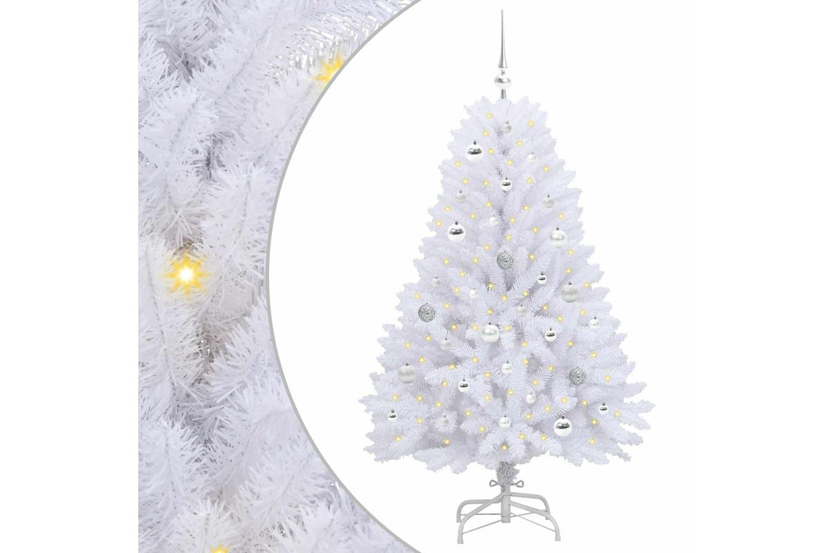 Vidaxl Artificial Hinged Christmas Tree White 150 Cm Pvc And Steel-2