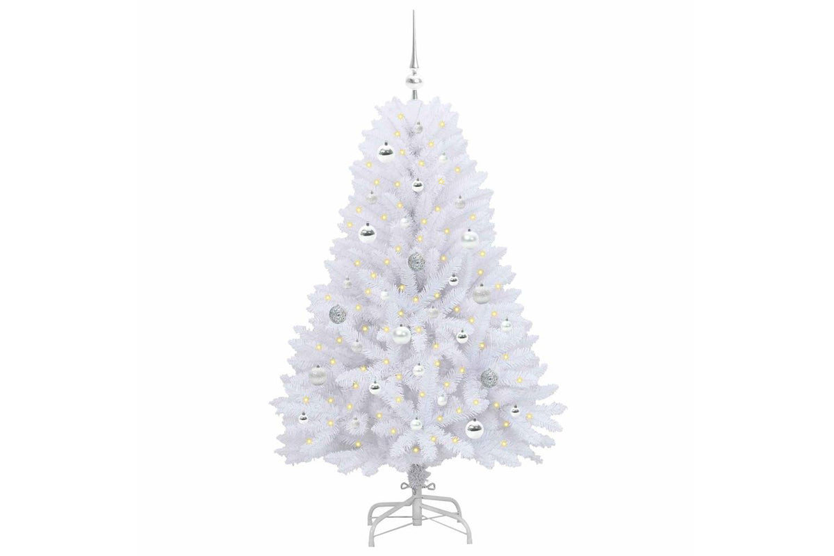 Vidaxl Artificial Hinged Christmas Tree White 150 Cm Pvc And Steel-3