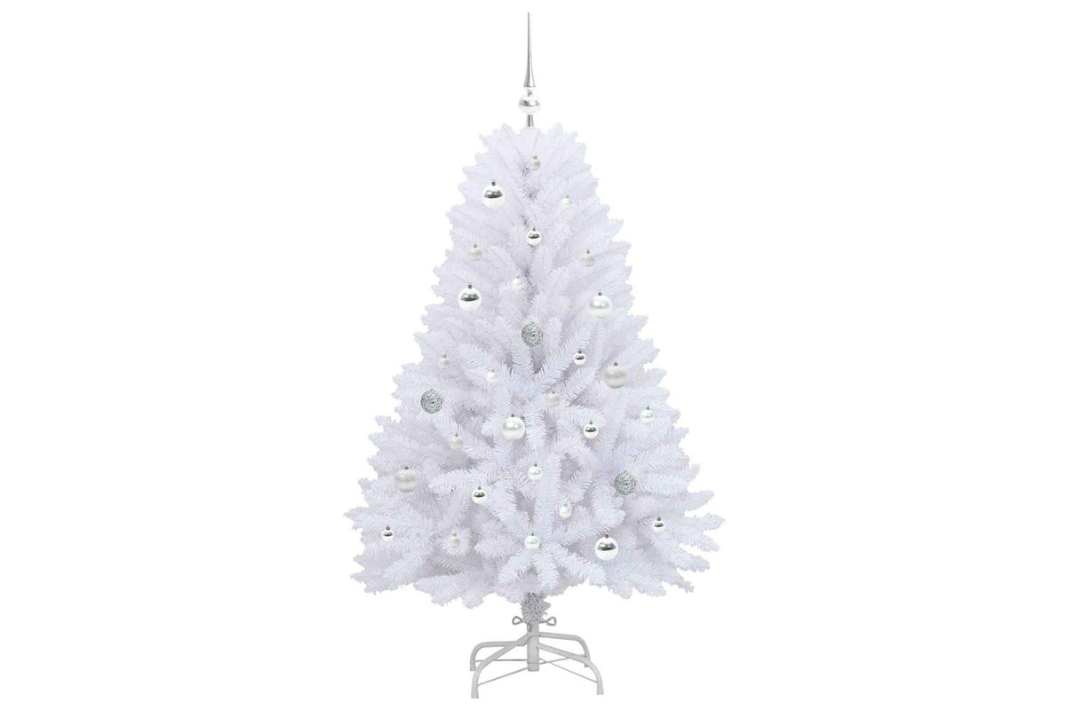Vidaxl Artificial Hinged Christmas Tree White 150 Cm Pvc And Steel-4