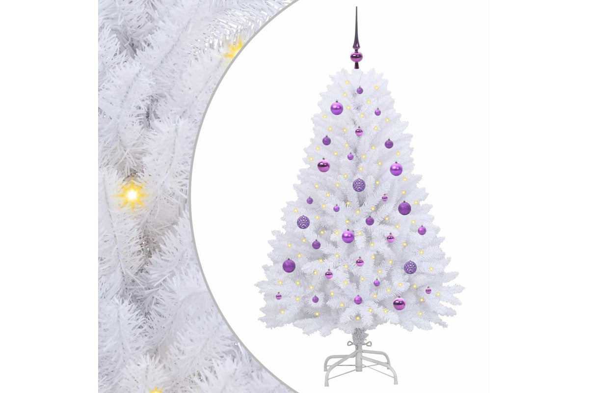 Vidaxl Artificial Hinged Christmas Tree White 150 Cm Pvc And Steel-2