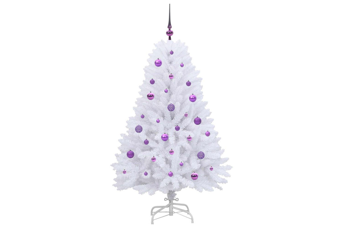 Vidaxl Artificial Hinged Christmas Tree White 150 Cm Pvc And Steel-4