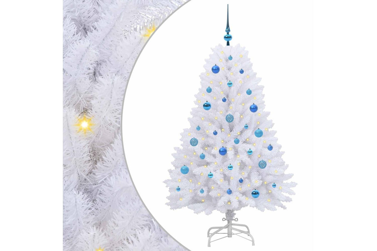 Vidaxl Artificial Hinged Christmas Tree White 150 Cm Pvc And Steel